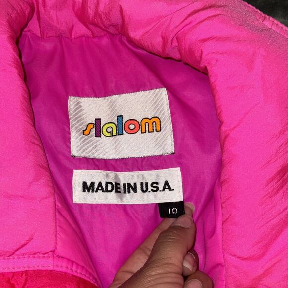 Slalom Vintage Puffer Ski Jacket Women's 10 Pink Pockets Long Sleeve Full Zip - Picture 9 of 11